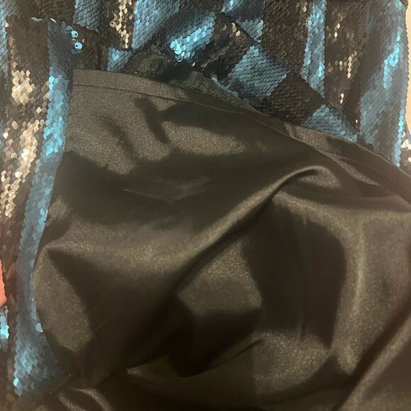 Milly Black Blue Sequin Striped Veronica Sleeveless Cocktail Dress Size 2 - Picture 8 of 11